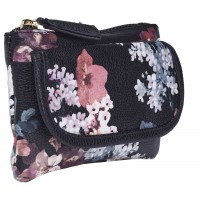 Lorenz Floral Print Soft PU Top Zip Coin Purse with Front Flap Pocket